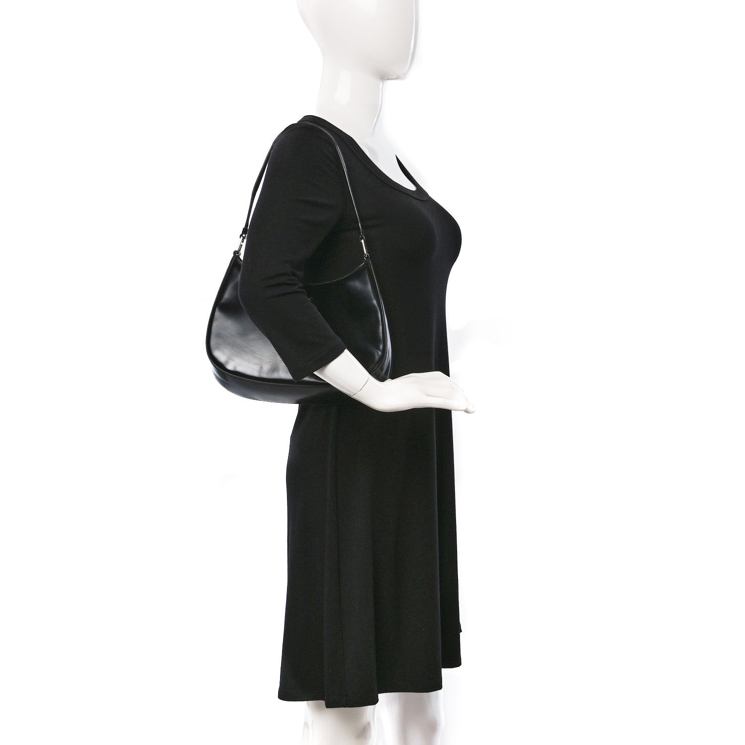 Prada Spazzolato Cleo Shoulder Bag Black 2 of 8