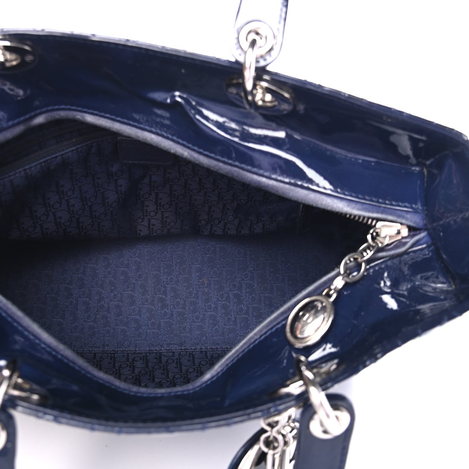 Christian Dior Patent Cannage Large Lady Dior Navy Blue 4 of 4
