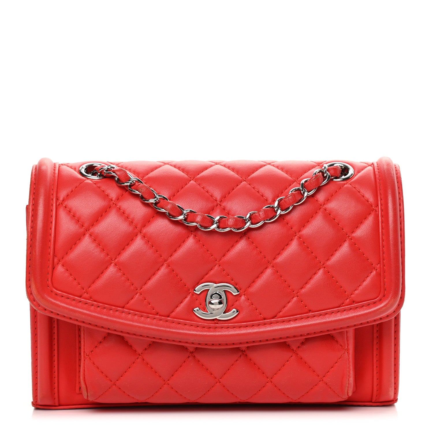 Chanel Lambskin Quilted Small Geometric Flap Red 1 of 20