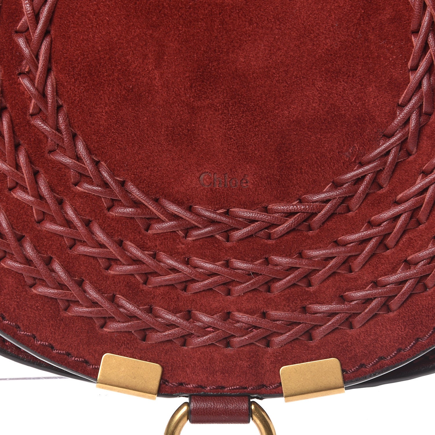 Chloe Suede Calfskin Braided Mini Marcie Round Crossbody Bag Red 11 of 11