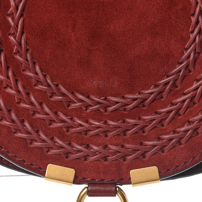 Chloe Suede Calfskin Braided Mini Marcie Round Crossbody Bag Red 11 of 11