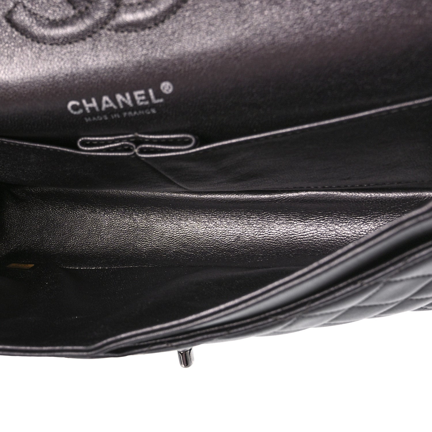 Chanel Metallic Lambskin Quilted Medium Double Flap Pewter 4 of 13