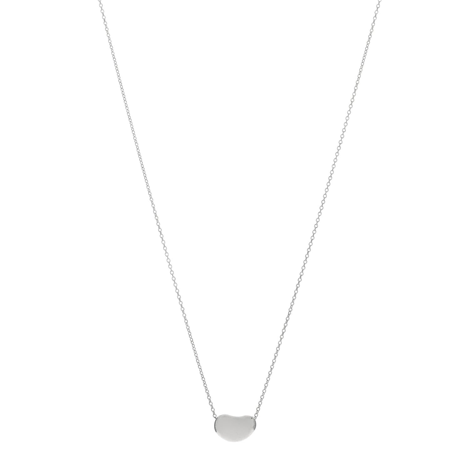 Tiffany Sterling Silver 12mm Elsa Peretti Bean Pendant Necklace 1 of 4