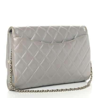 Chanel Metallic Lambskin Quilted Clutch With Chain Flap Grey 2 of 4