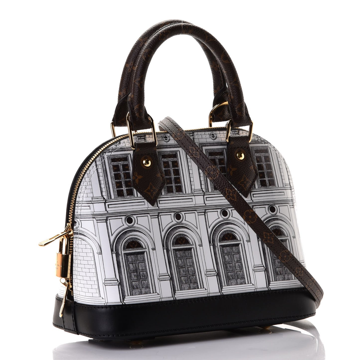 X FORNASETTI Calfskin Architettura Alma BB Black White