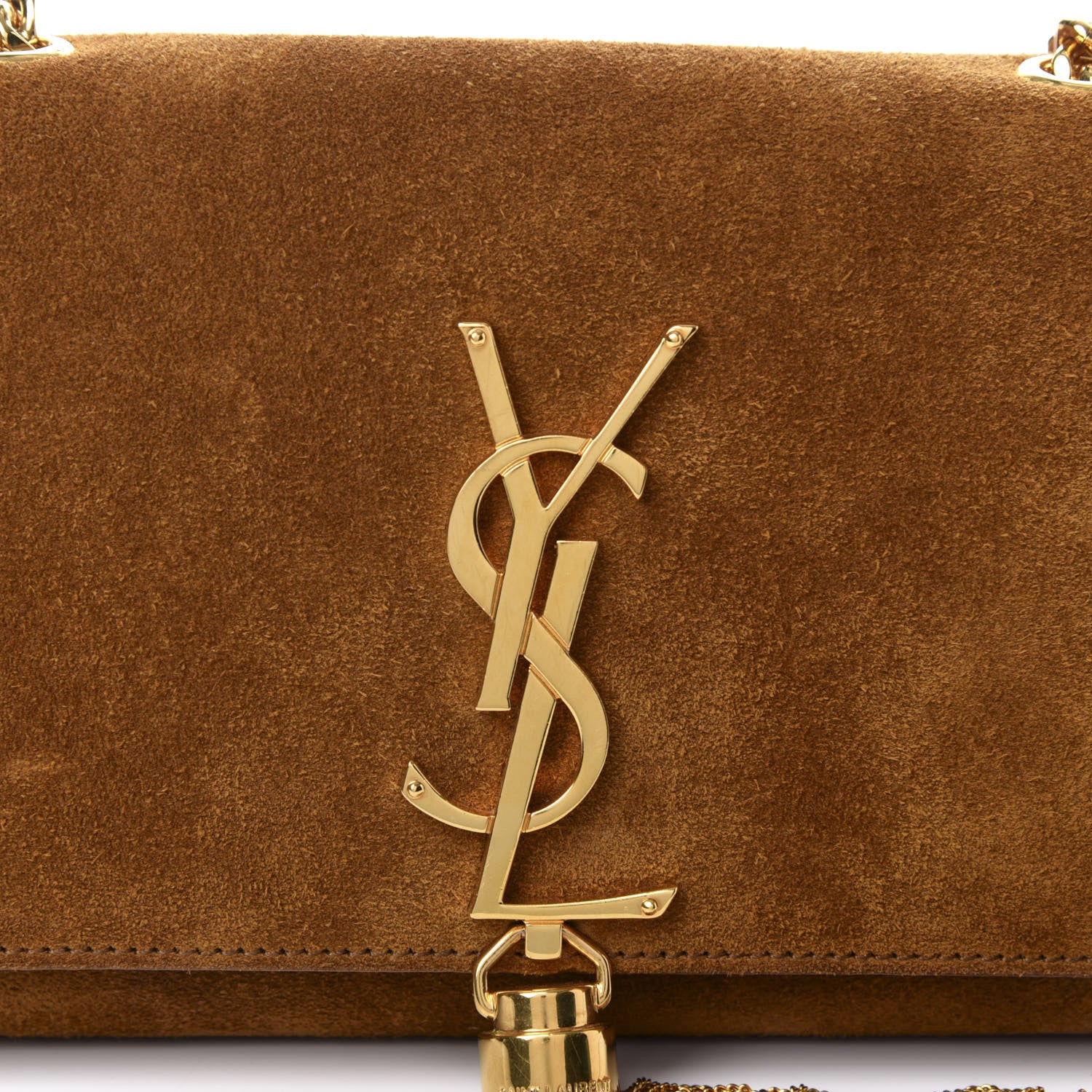Saint Laurent Suede Small Classic Monogram Kate Tassel Satchel Light Ochre 12 of 12