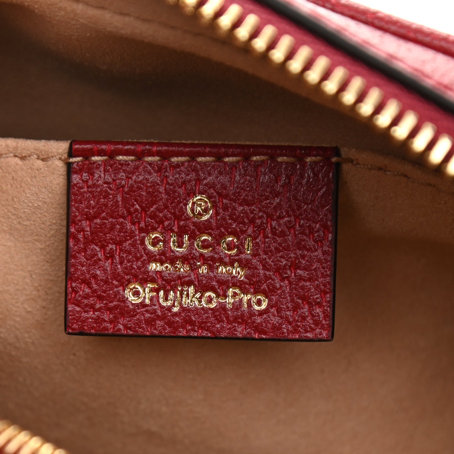 X DORAEMON Mini Vintage GG Supreme Monogram Camera Bag Beige Cherry Red