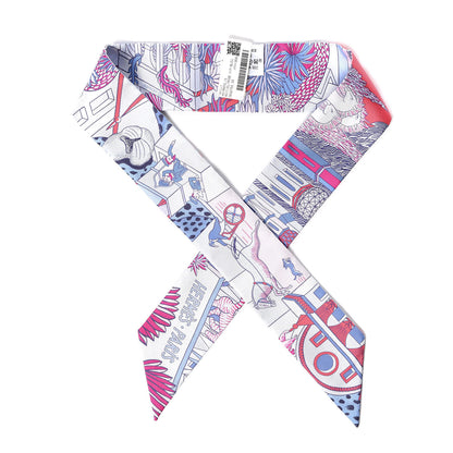 Hermes Silk Animapolis Twilly Ciel Rose Vif Bleu 2 of 5