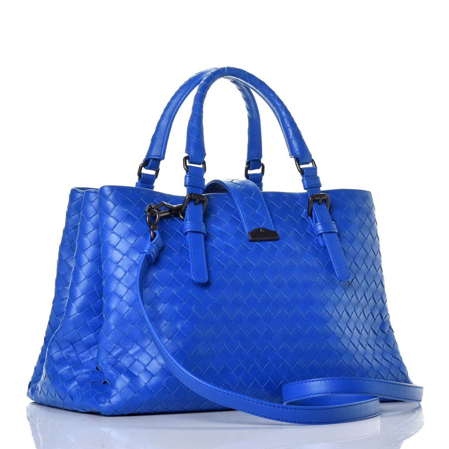Bottega Veneta Light Calf Intrecciato Small Roma Signal Blue 4 of 9