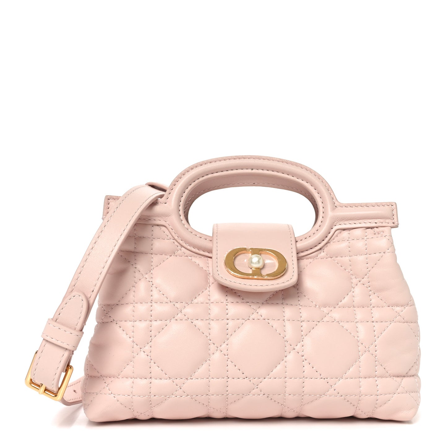 Lambskin Cannage Mini Jolie Top Handle Bag Powder Pink
