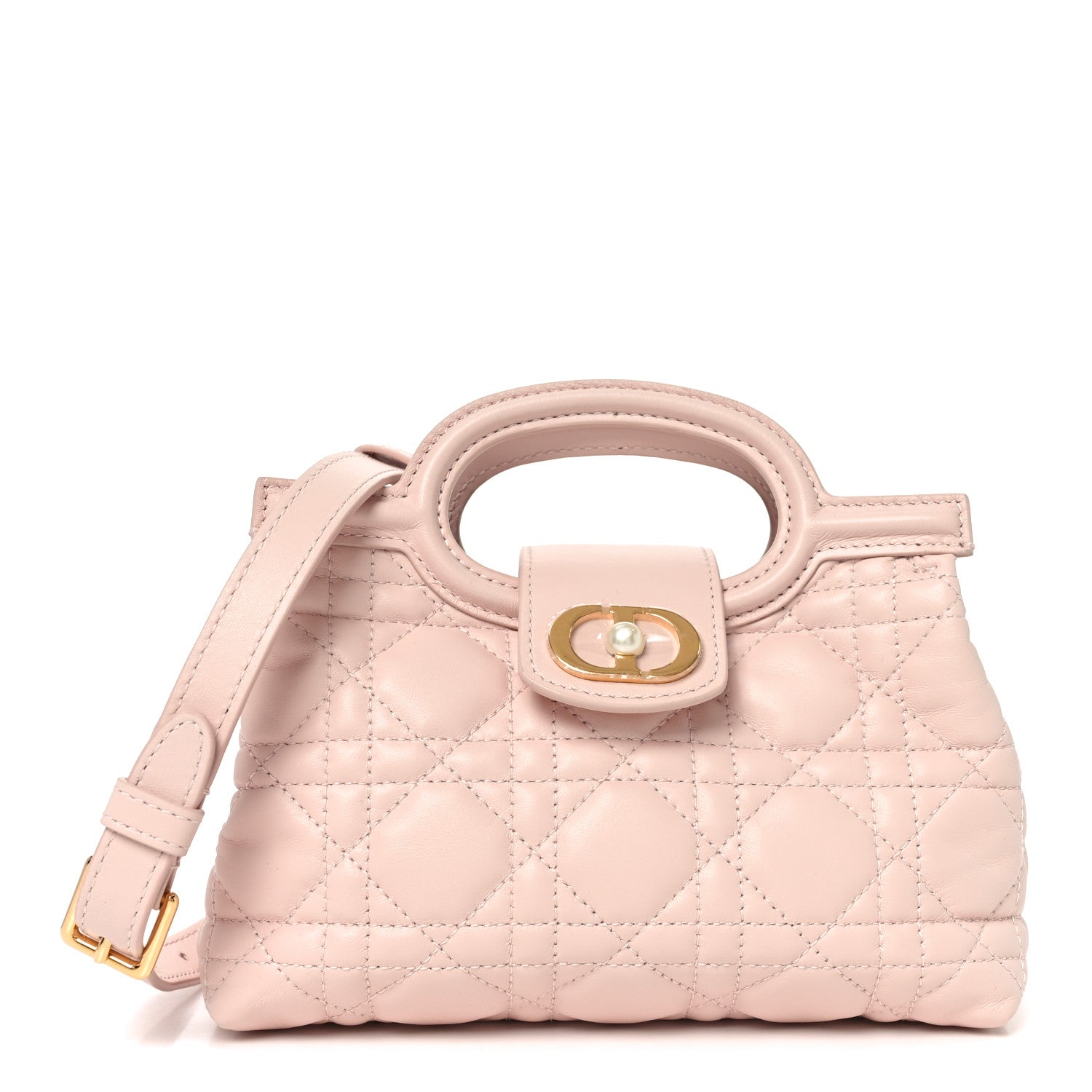 Christian Dior Lambskin Cannage Mini Jolie Top Handle Bag Powder Pink 1 of 11