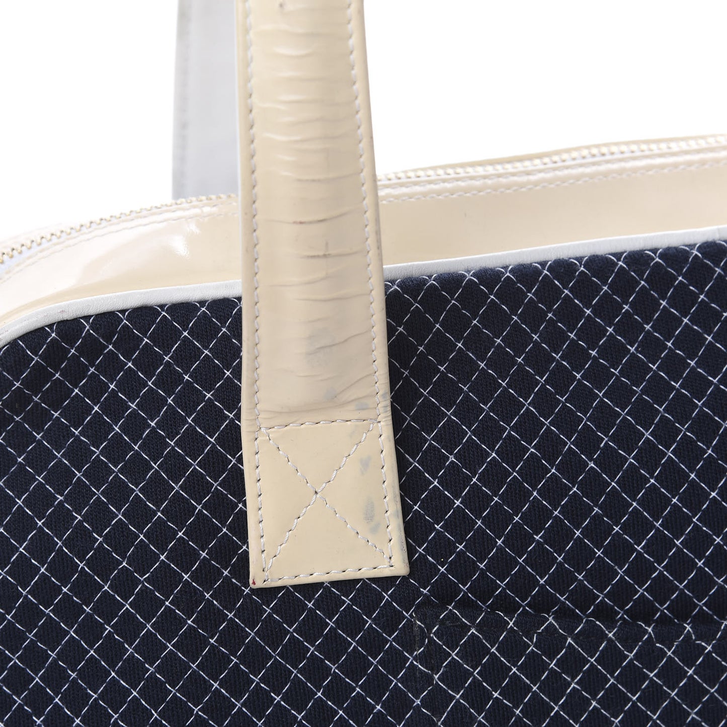 Patent Jersey Quilted Bowler Navy Blue