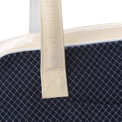 Chanel Patent Jersey Quilted Bowler Navy Blue 9 of 22