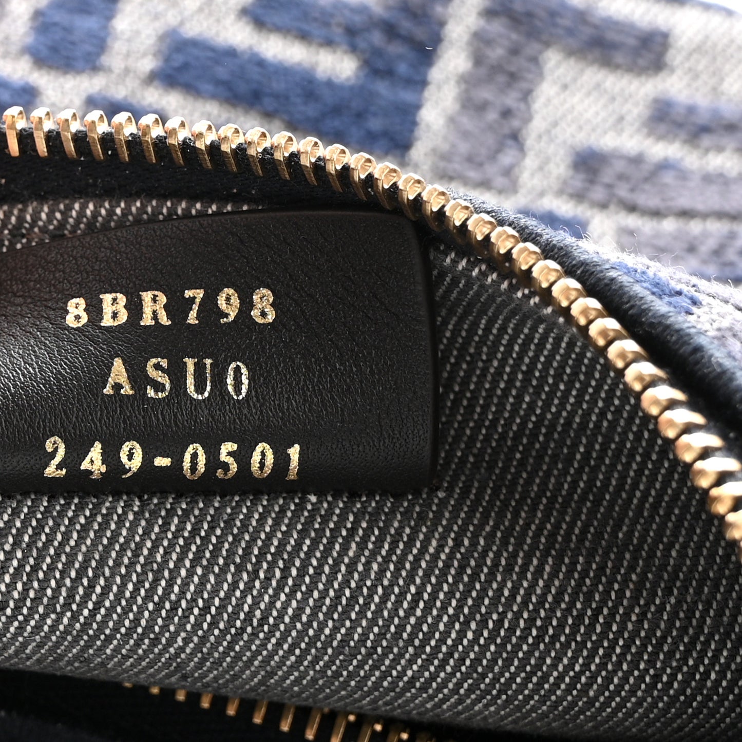 Chenille Vitello Grace FF 1974 Small Fendigraphy Hobo Bag Blue