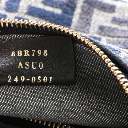 Fendi Chenille Vitello Grace FF 1974 Small Fendigraphy Hobo Bag Blue 7 of 11