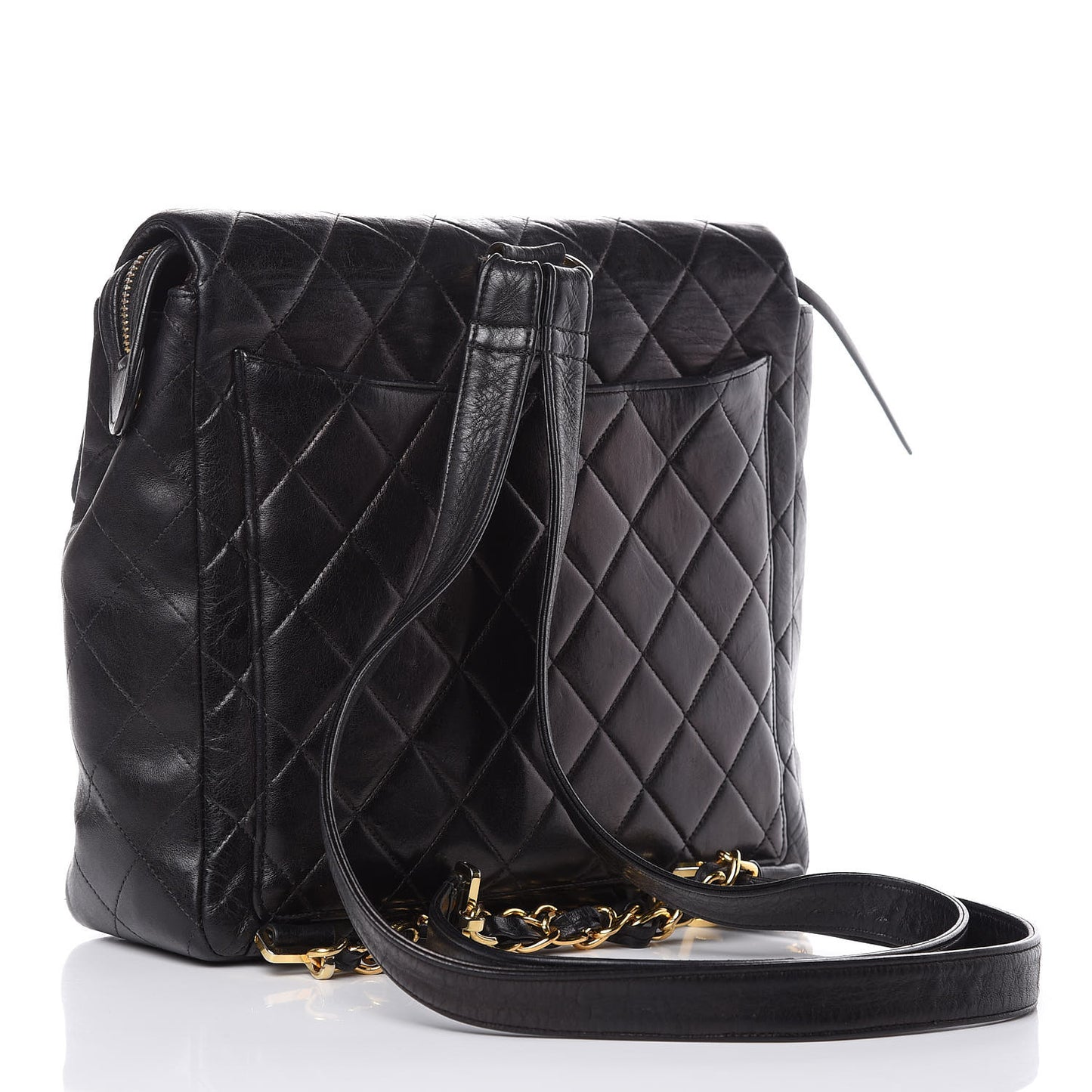 Lambskin Quilted Backpack Black