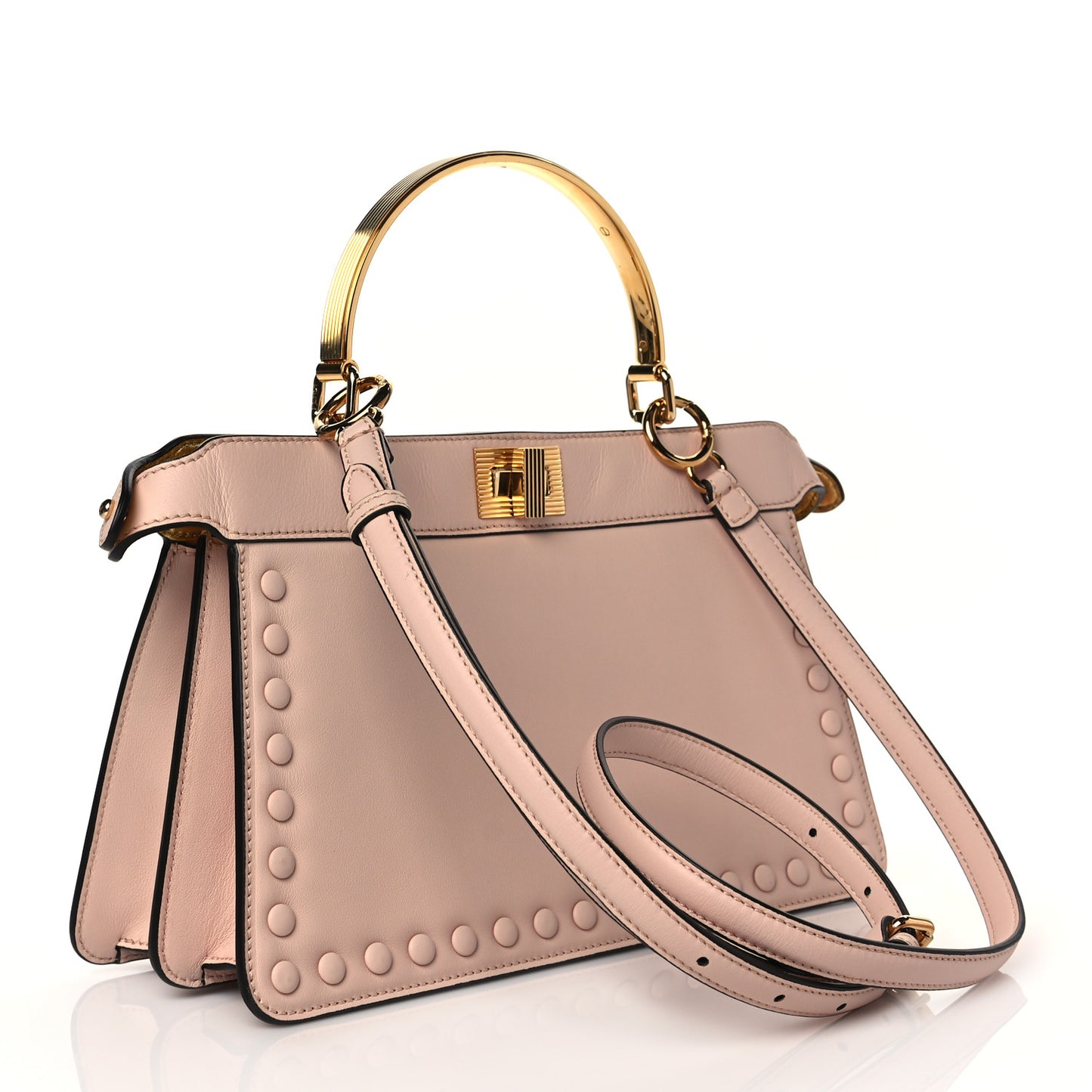 Vitello King Medium Peekaboo I SEE U East West Satchel Light Rose Gold