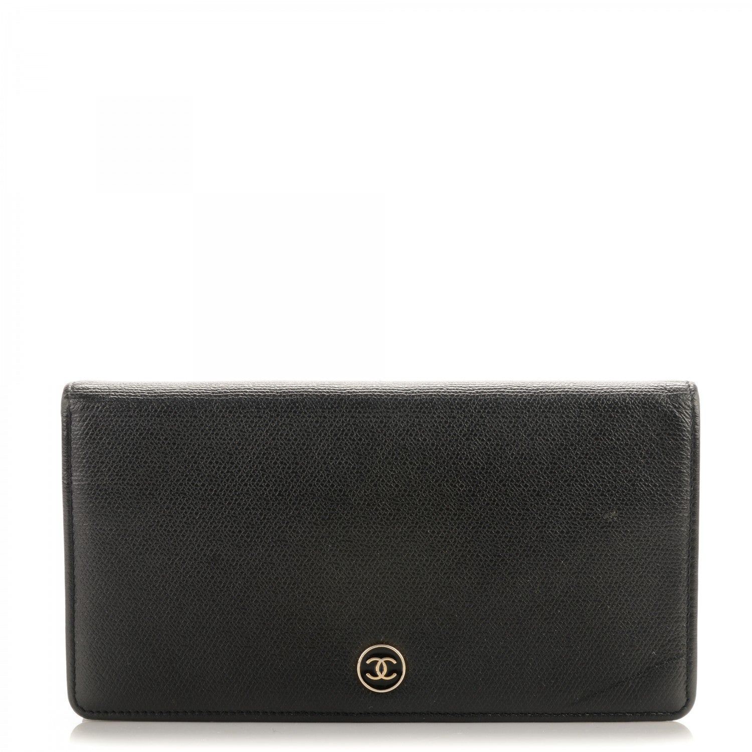 Chanel Grained Calfskin CC Button Yen Wallet Black 1 of 9