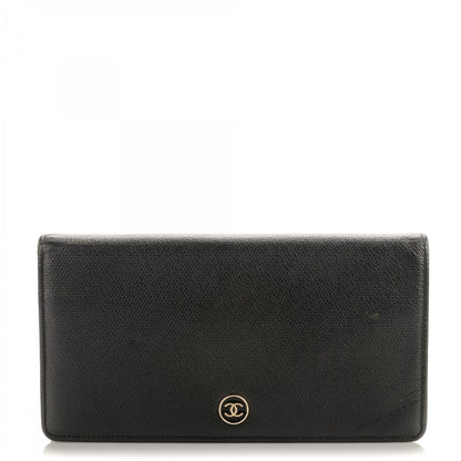 Chanel Grained Calfskin CC Button Yen Wallet Black 1 of 9