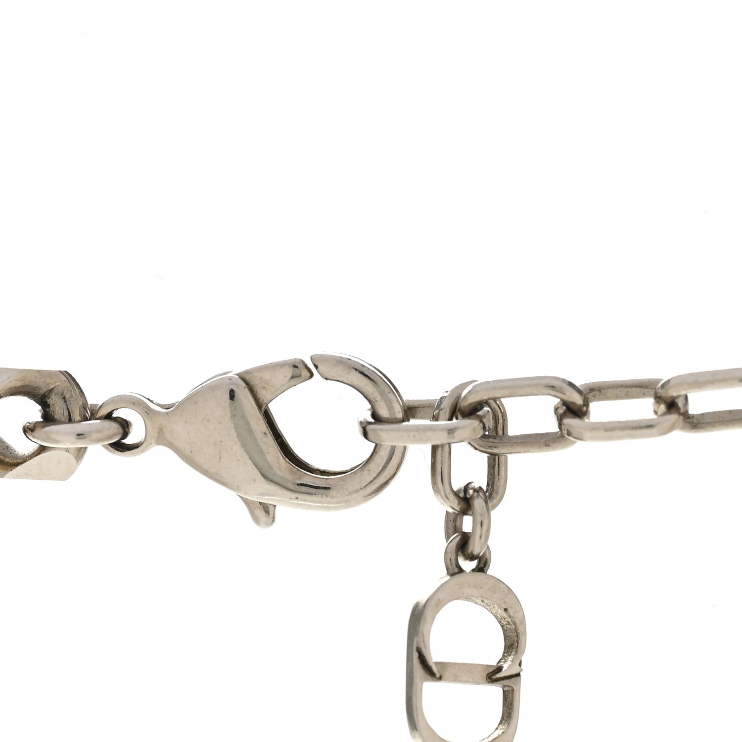 Christian Dior Brass CD Icon Thin Chain Link Necklace Silver Gold 6 of 7