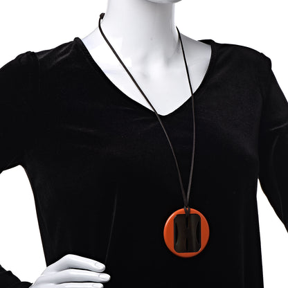 Hermes Buffalo Horn Lacquer Tonkin Necklace Orange 2 of 5