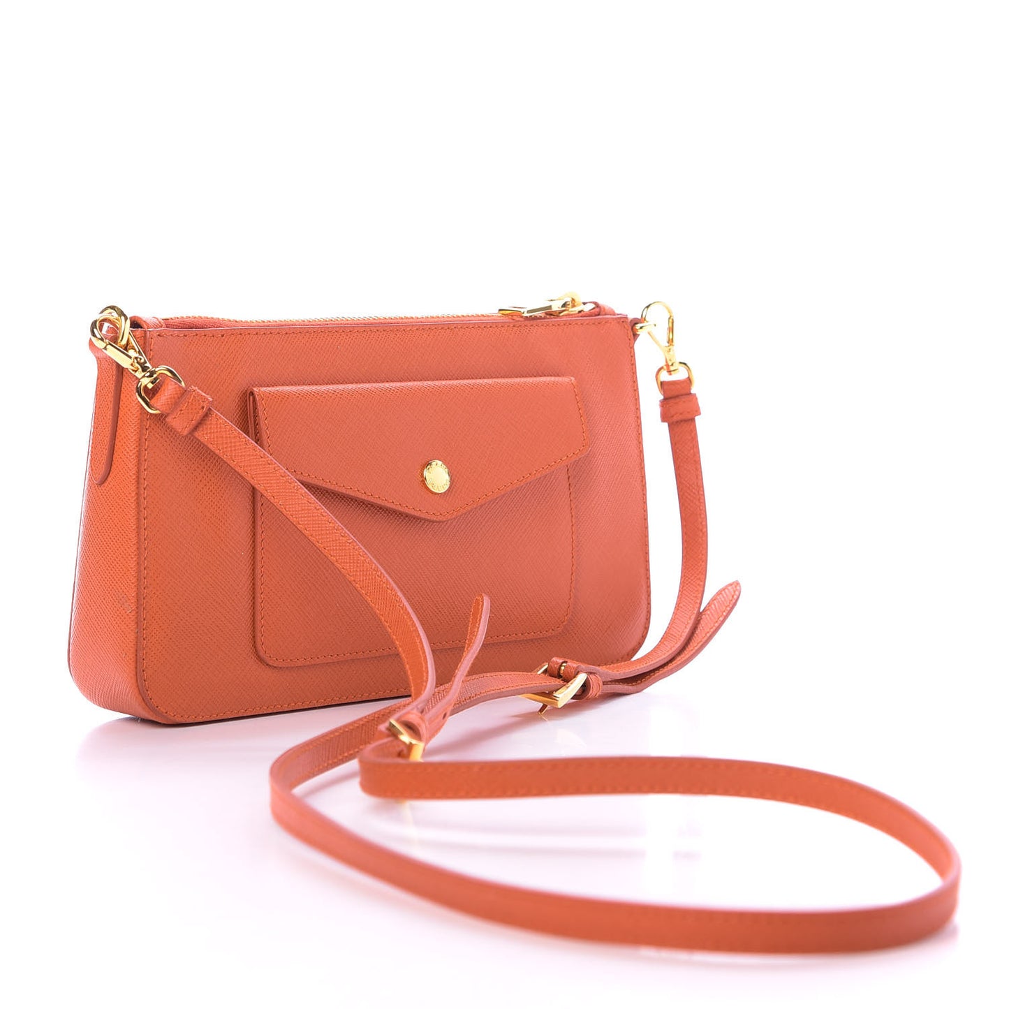Saffiano Lux Zip Crossbody Bag Papaya