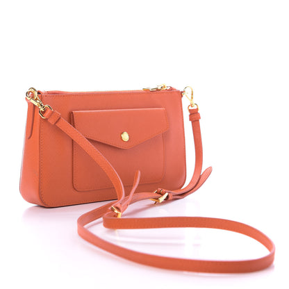 Prada Saffiano Lux Zip Crossbody Bag Papaya 3 of 9
