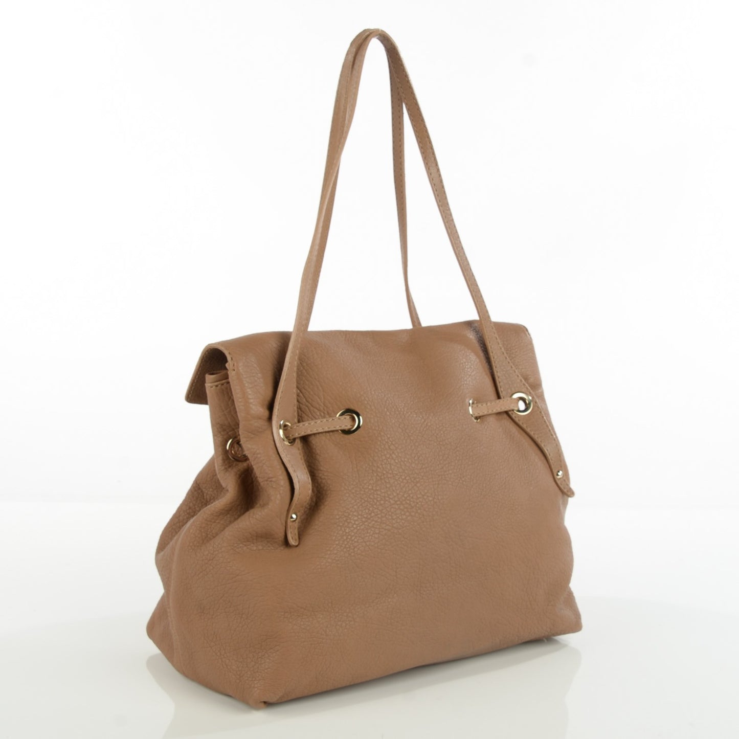 Grainy Calfskin Large Rhys Shoulder Bag Nude