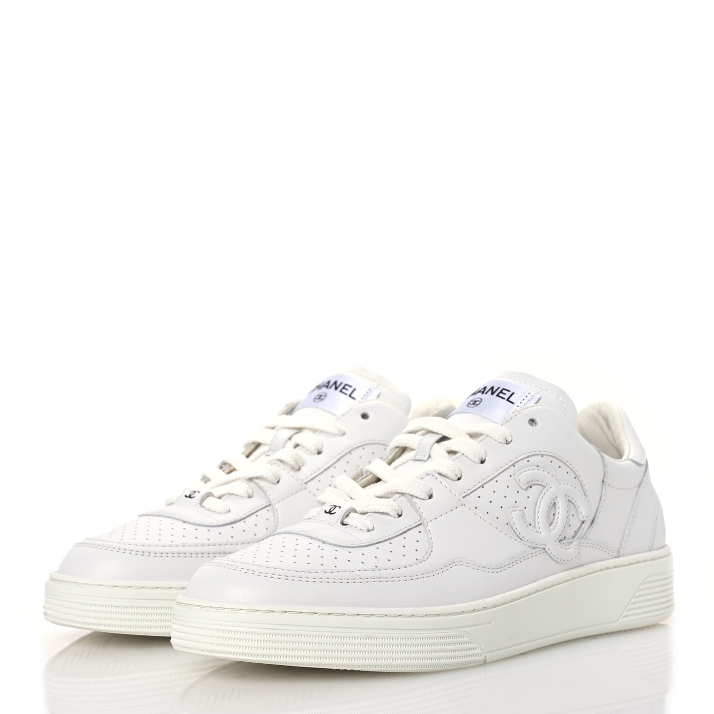 Calfskin CC Womens Sneakers 41.5 White