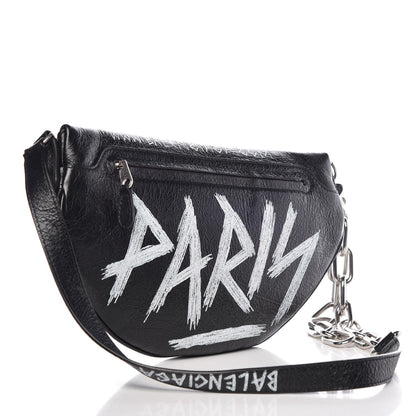 Balenciaga Agneau Arena Graffiti All Over XS Souvenir Belt Bag Black White 3 of 8