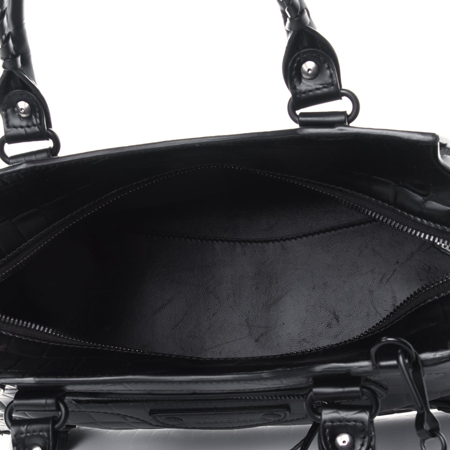 Semi Shiny Calfskin Crocodile Embossed Neo Classic Black Hardware S City Black