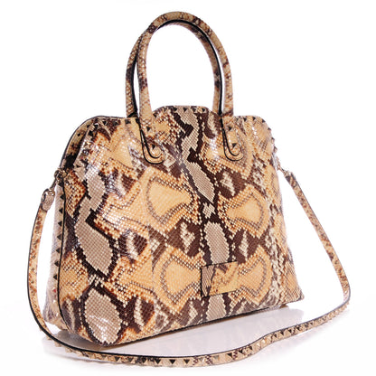 Valentino Garavani Python Rockstud Dome Satchel Ivory 3 of 9