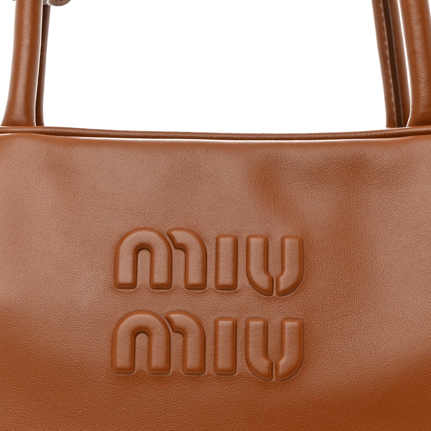 Miu Miu Soft Calf Softy Large Beau Top Handle Bag Cognac 7 of 9