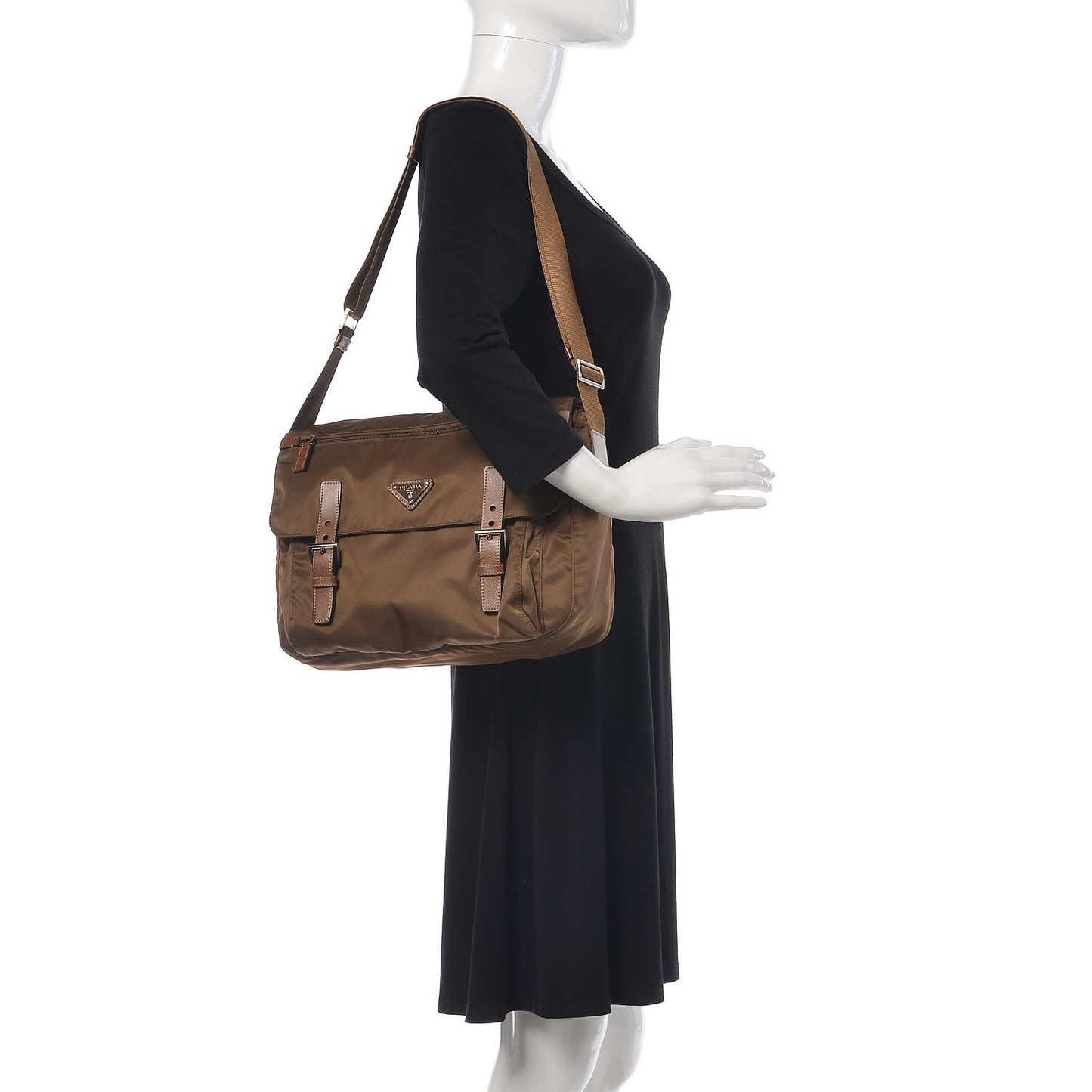 Tessuto Nylon Saffiano Vela Messenger Bag Bruciato