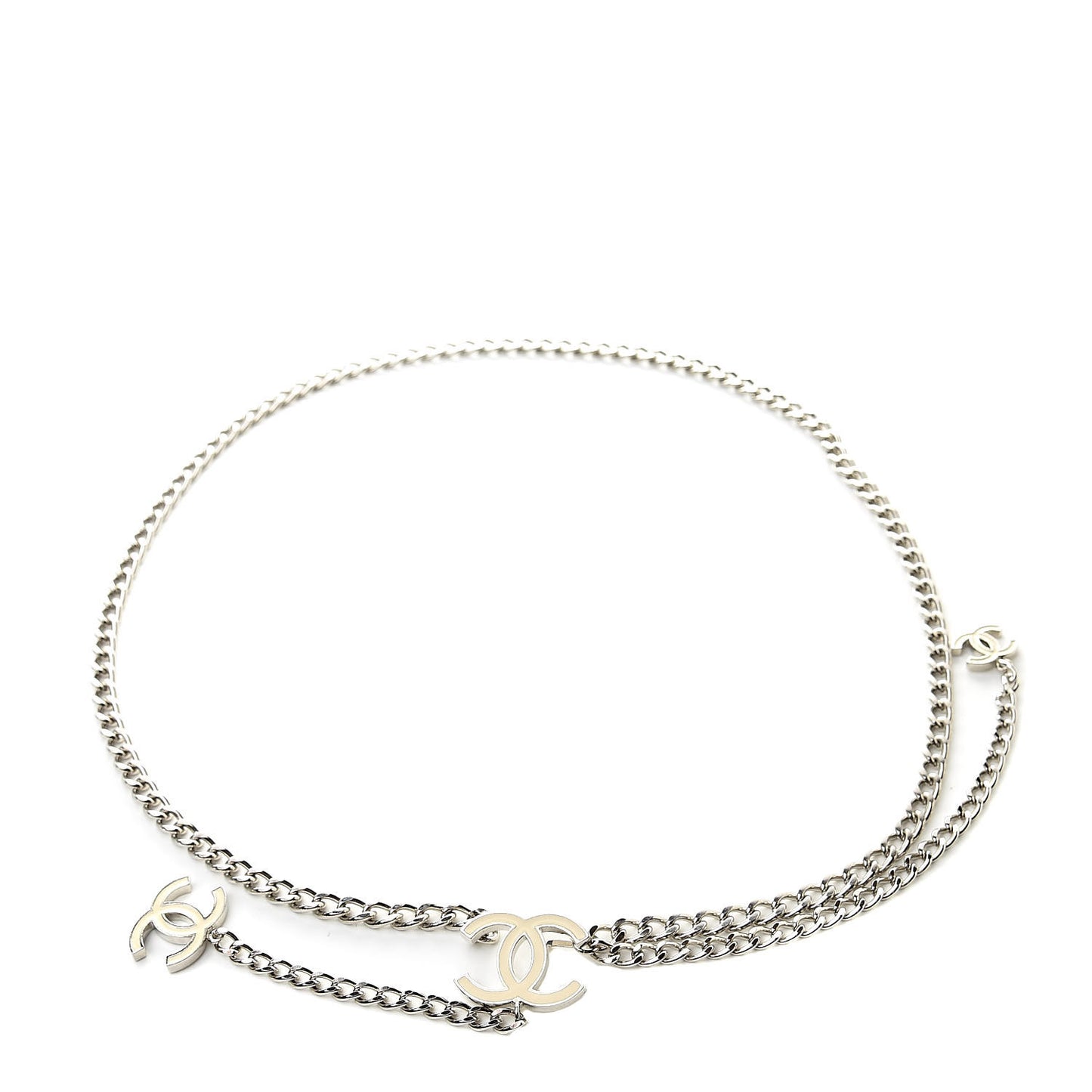 Enamel CC Ceinture Fantai Adjustable Belt Silver White