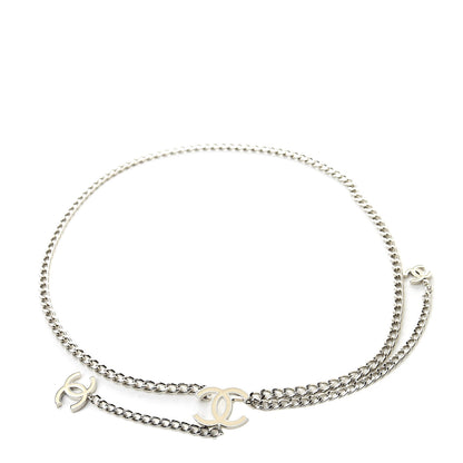 Chanel Enamel CC Ceinture Fantai Adjustable Belt Silver White 1 of 6