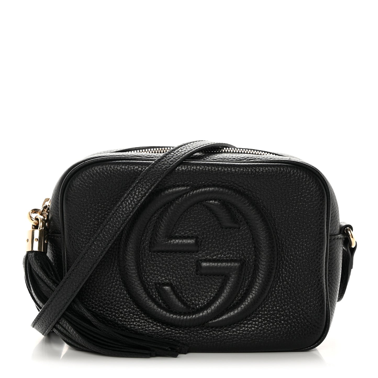 Pebbled Calfskin Small Soho Disco Bag Black