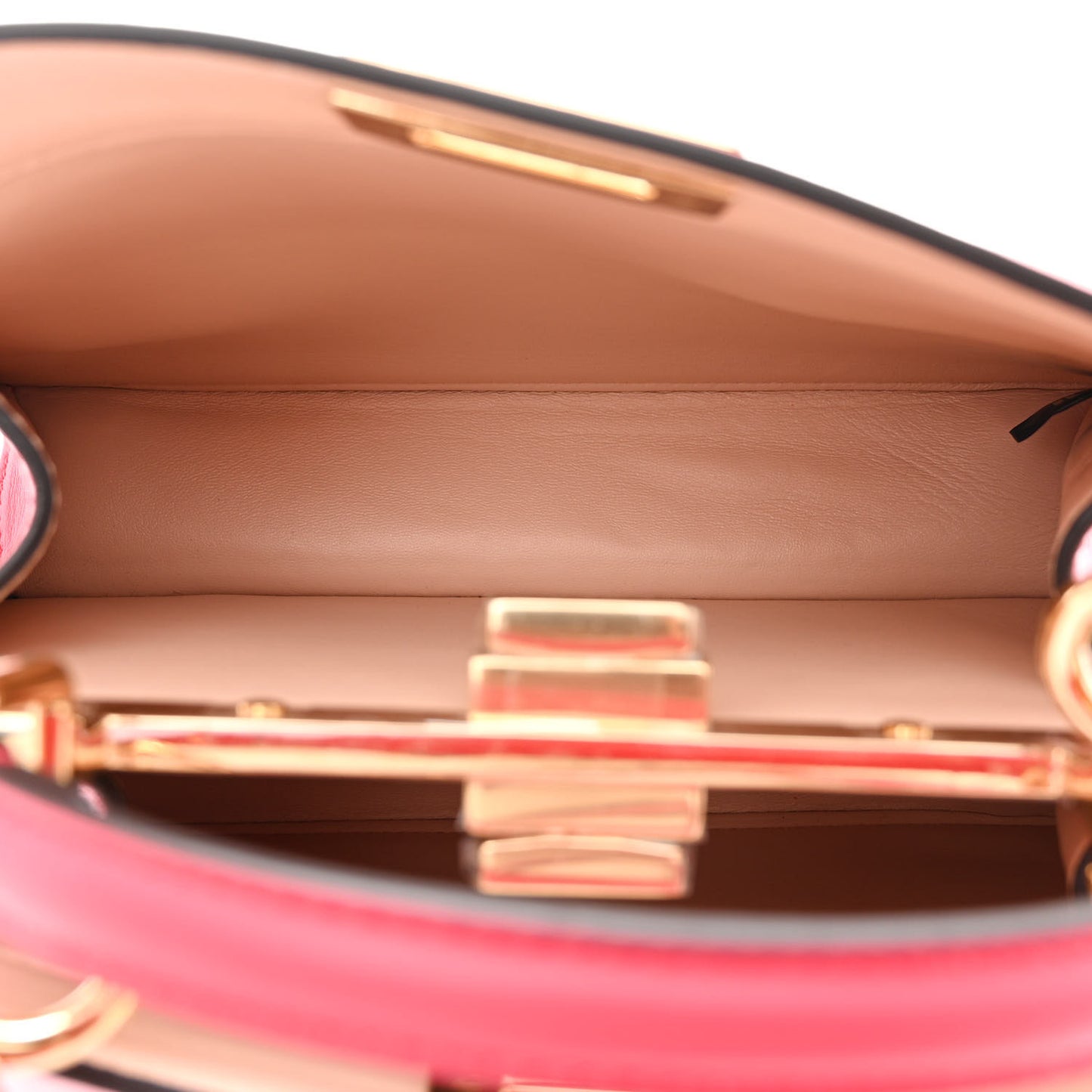 Vitello Seta Shiny Nappa Small Peekaboo I SEE U Satchel Lampone Light Rose