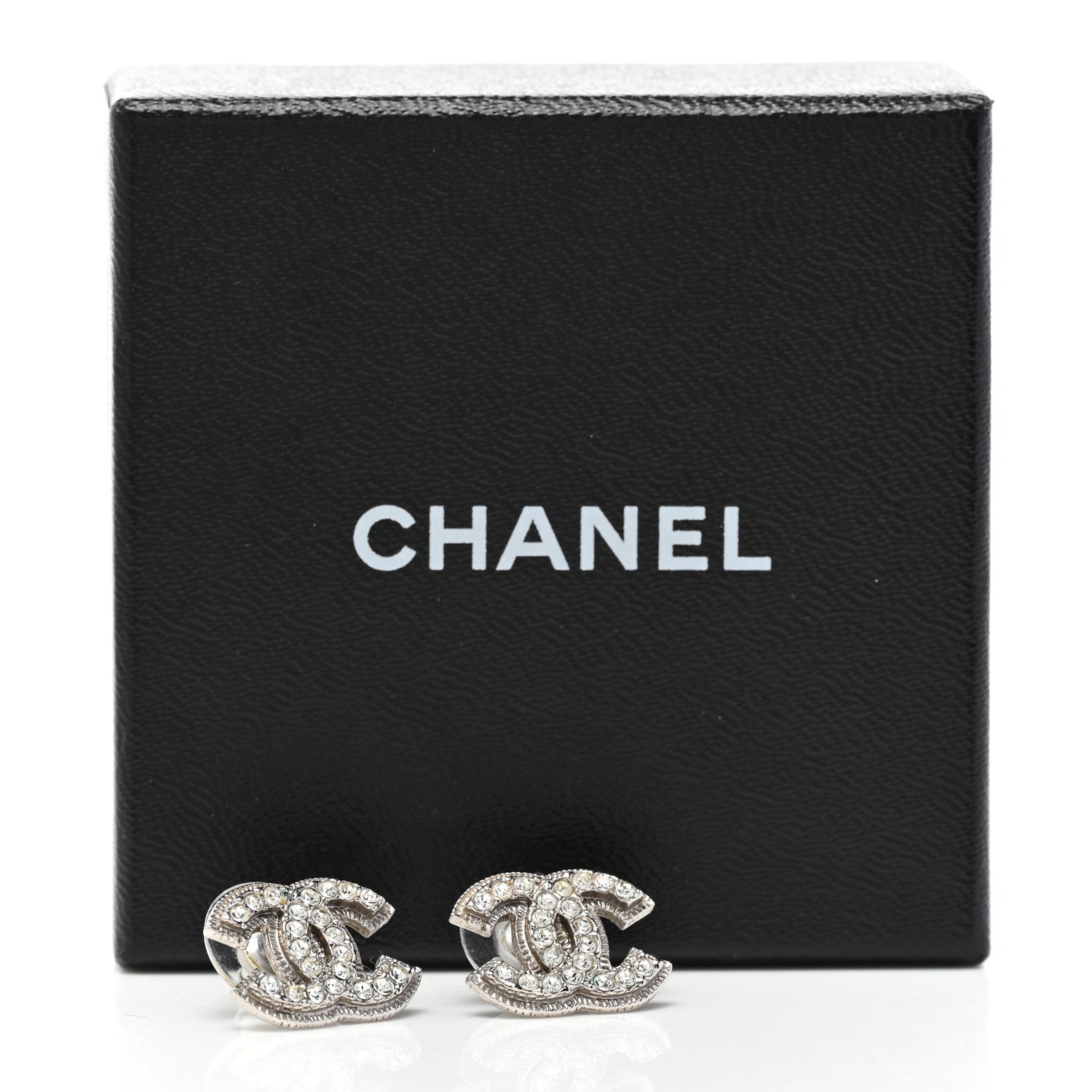 Chanel Crystal Mini CC Earrings Silver 5 of 5