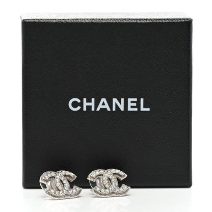 Chanel Crystal Mini CC Earrings Silver 5 of 5