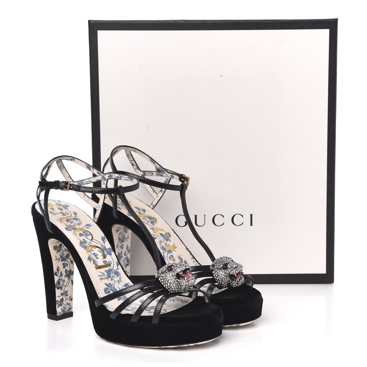 Velvet Malaga Kid Elias T-Strap Platform High Heel Sandals 38.5 Black