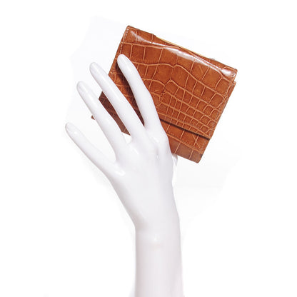 Burberry Alligator Compact Wallet Cognac 2 of 8