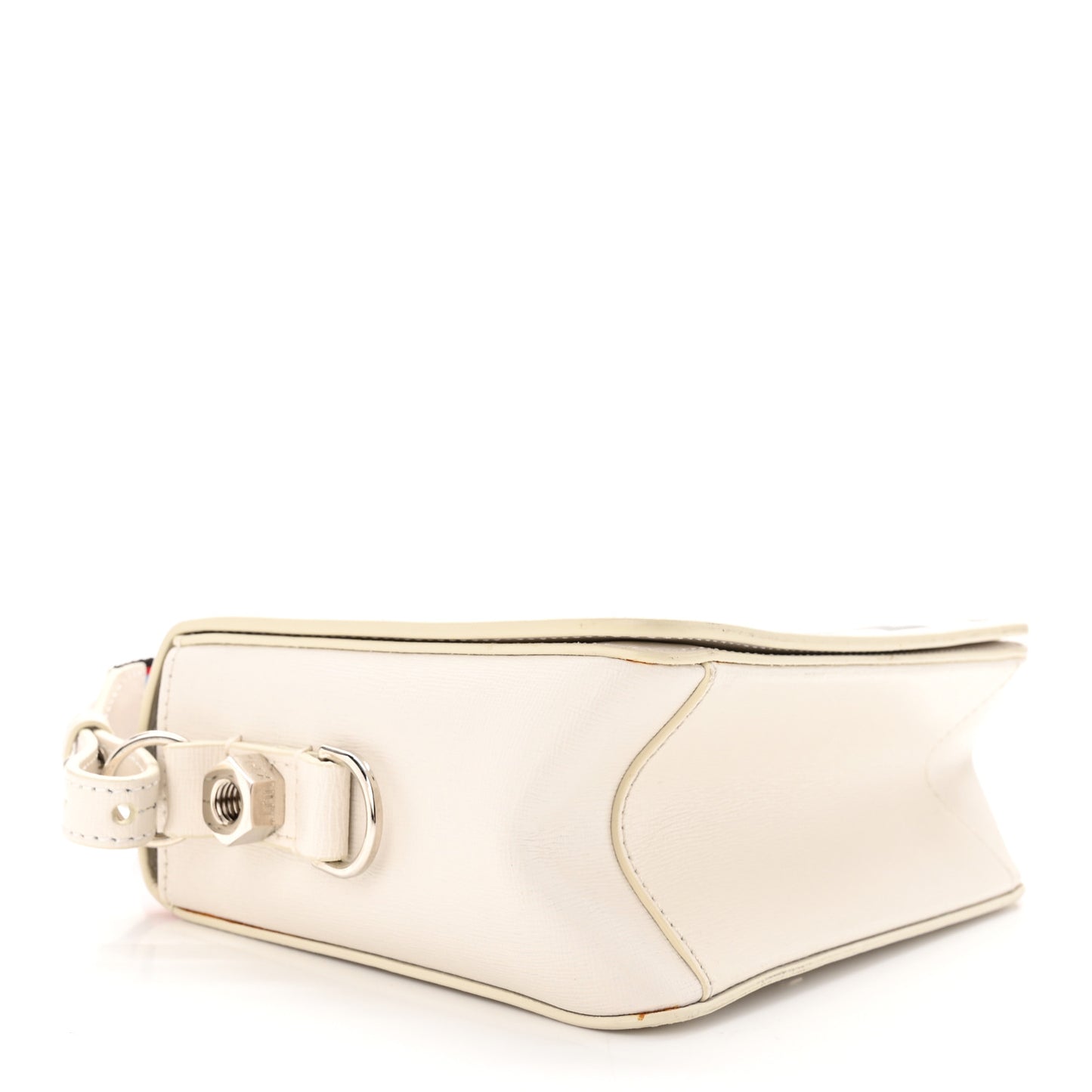 Saffiano Striped Diag Binder Clip Bag White Black