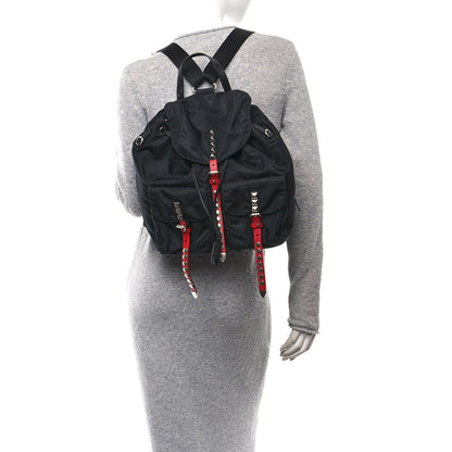 Prada Nylon New Vela Studded Backpack Black Fuoco 2 of 12