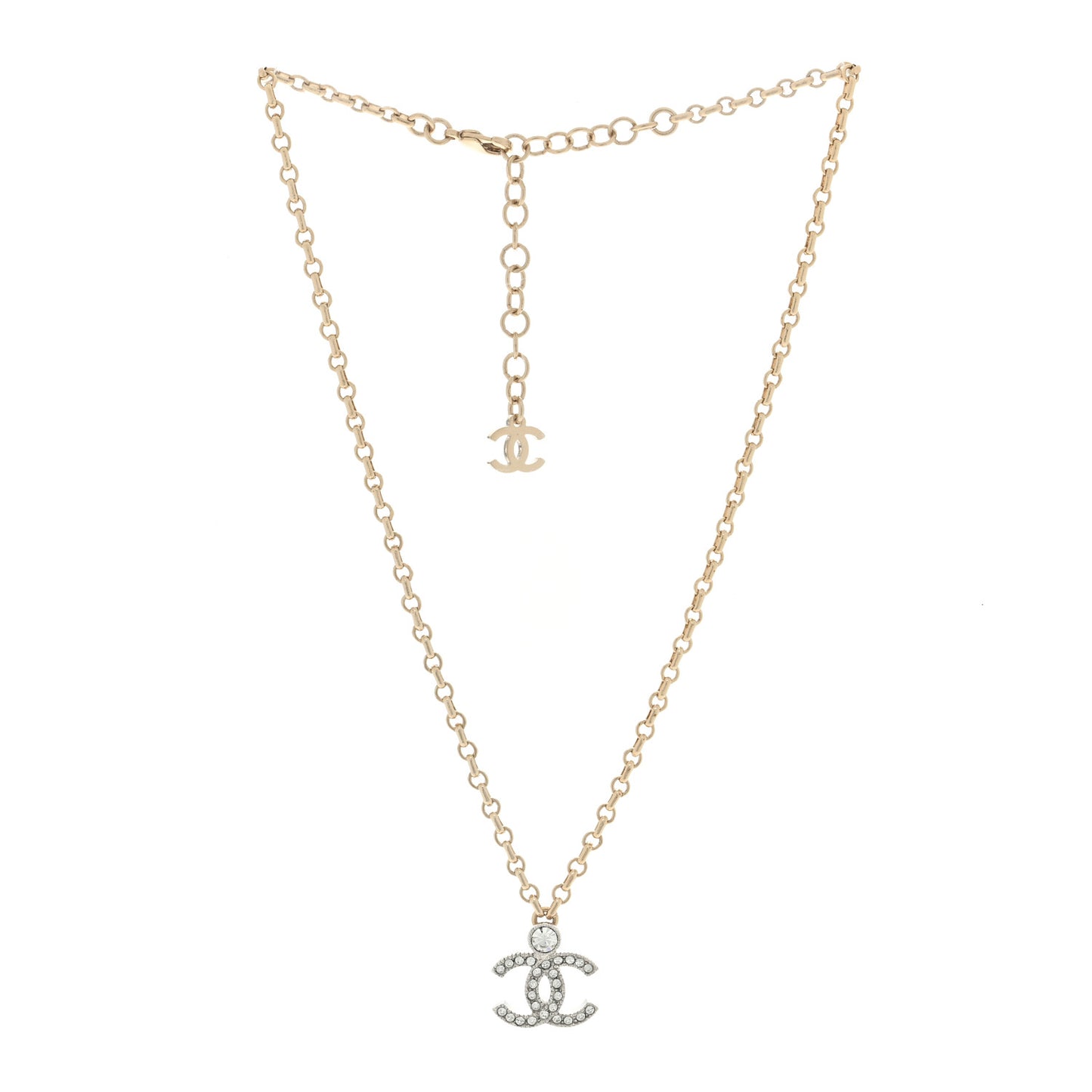 Crystal CC Necklace Silvery Gold