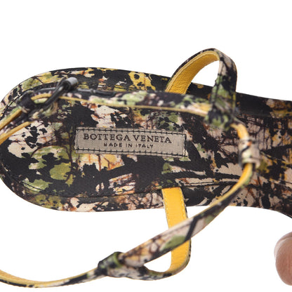 Bottega Veneta Satin Printed Crystal Embellished T-Strap Sandals 38.5 Multi 9 of 9