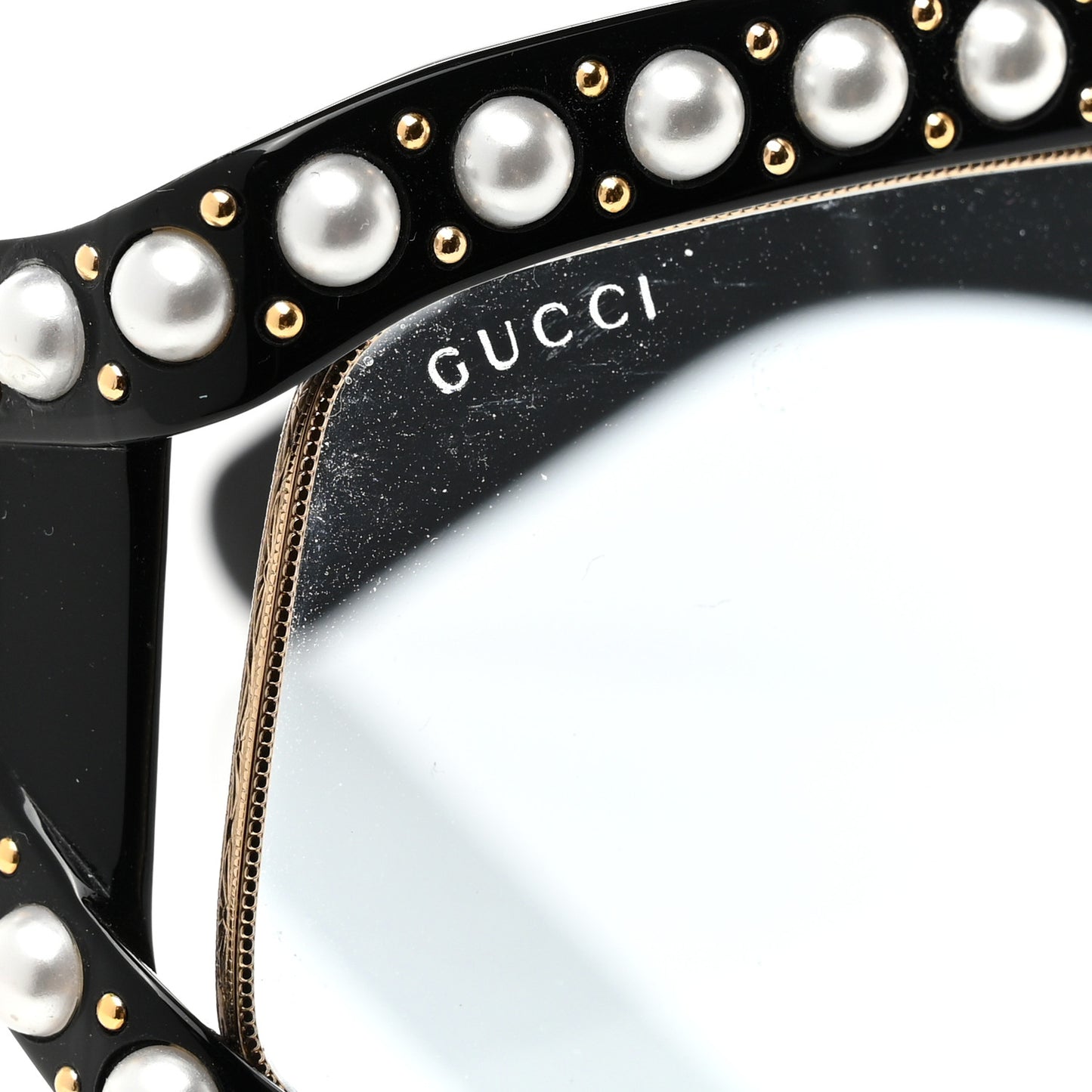 Acetate Pearl Rectangular Frame Sunglasses GG0234S Black