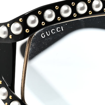 Gucci Acetate Pearl Rectangular Frame Sunglasses GG0234S Black 7 of 8