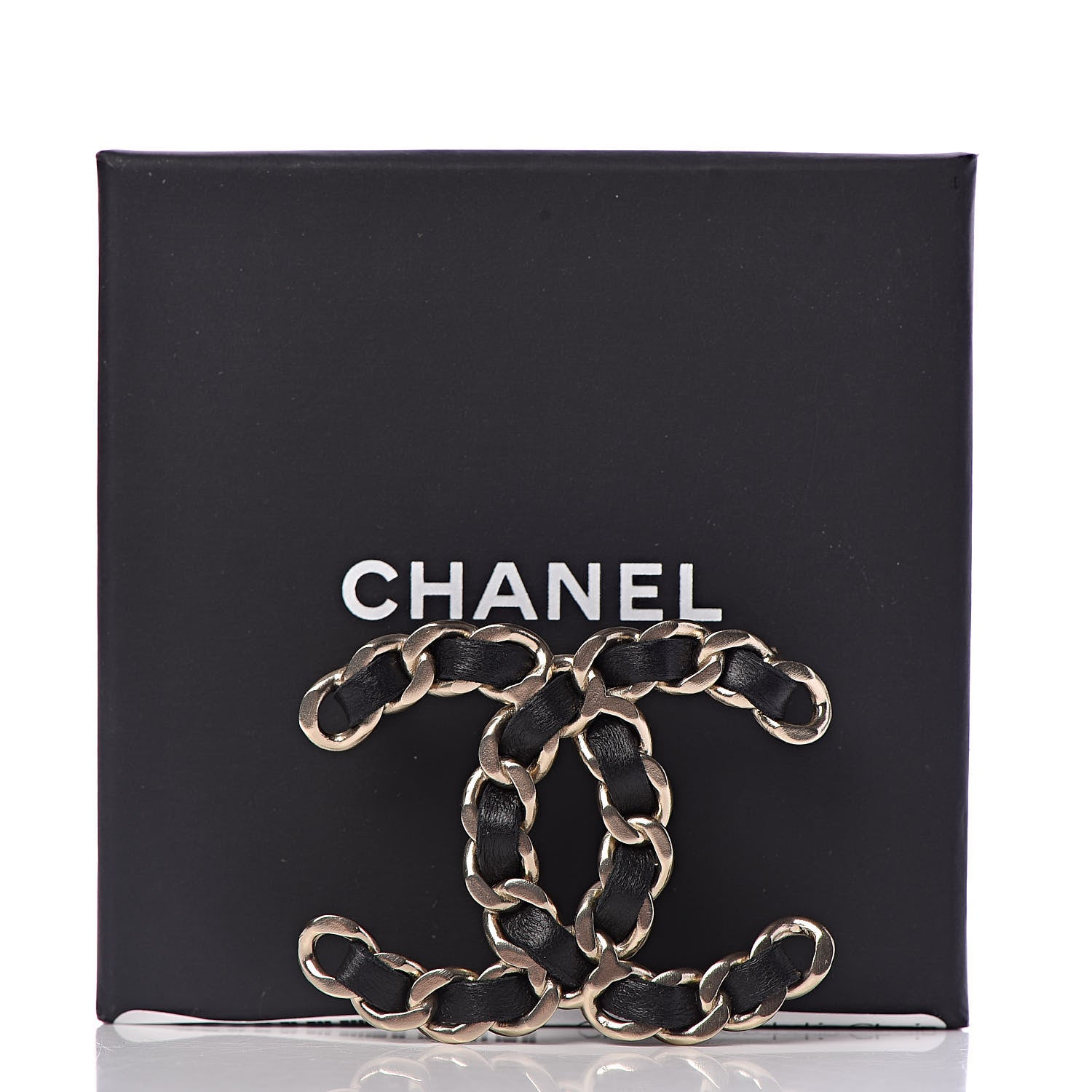 Chanel Lambskin Chain CC Brooch Black Gold 5 of 5