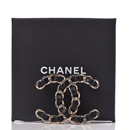 Chanel Lambskin Chain CC Brooch Black Gold 5 of 5